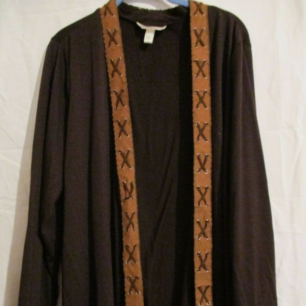 KRAZY KAT BROWN OPEN FRONT COTTON SWEATER M